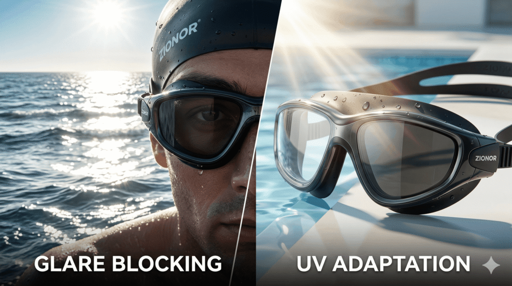 Photochromic vs polarized swim goggles comparison for open water swimming