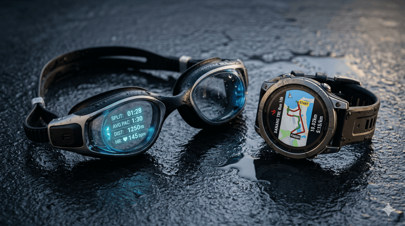 Swimmer analyzing their open water pacing metrics on a smartphone swim app