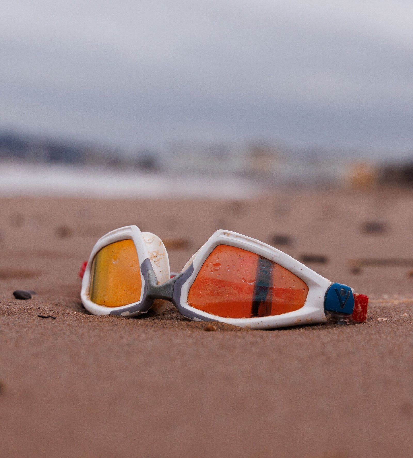 Wet swim goggles after an open-water session